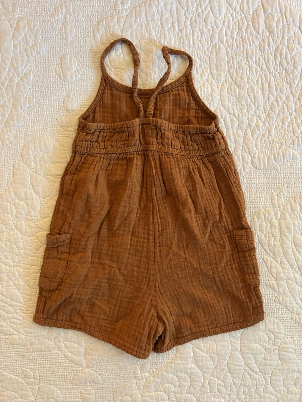 Old Navy Rust Brown Gauze Romper with Pockets